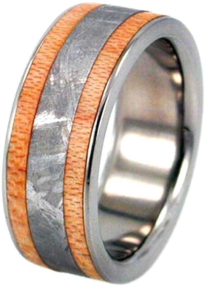 Gibeon Meteorite, Maplewood 8mm Comfort-Fit Interchangeable Titanium Band, Size 14.75