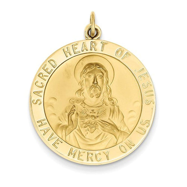 14k Yellow Gold Sacred Heart of Jesus Medal Pendant (33X25MM)