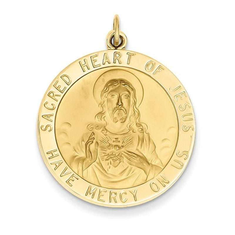 14k Yellow Gold Sacred Heart of Jesus Medal Pendant (33X25MM)