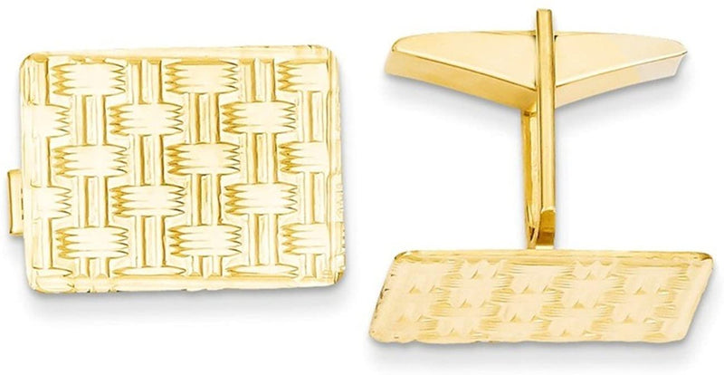 14k Yellow Gold Polished Rectangle Cuff Links, 19X14MM