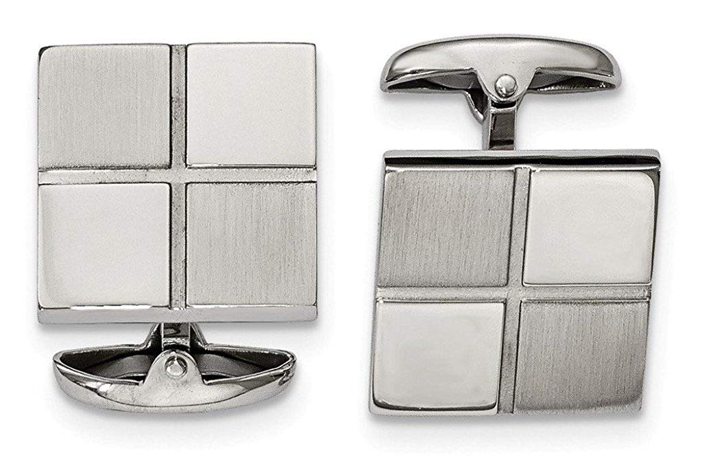 Stainless Steel Satin-Brushed Square Cuff Links