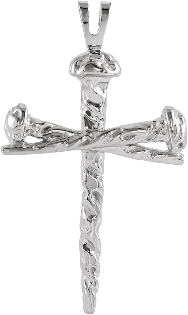 Nail Design Cross 10K X1 White Gold Pendant (26x18.2 MM)