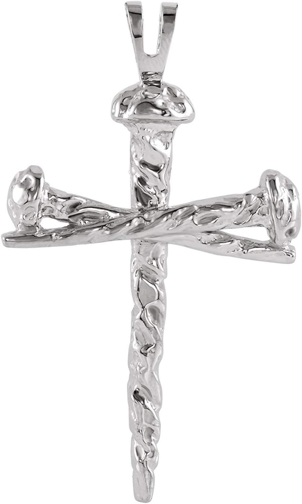 Nail Design Cross 14k X1 White Gold Pendant (26x18.2 MM)