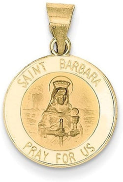 14k Yellow Gold St. Barbara Medal Pendant (17X15MM)