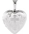 Floral Design Heart with Cross Sterling Silver Locket Pendant (12.50X12.00 MM)