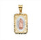 Rhodium-Plated 14k Yellow and Rose Gold Tri-Color Lady of Guadalupe Rectangle Pendant (21.5x15MM)