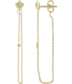 Diamond Chain Earrings, 14k Yellow Gold (.08 Ctw, Color H+, Clarity I1)