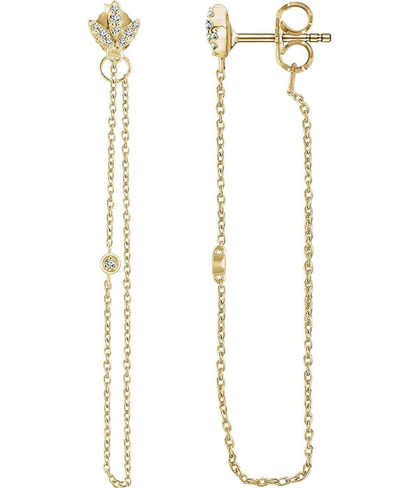 Diamond Chain Earrings, 14k Yellow Gold (.08 Ctw, Color H+, Clarity I1)