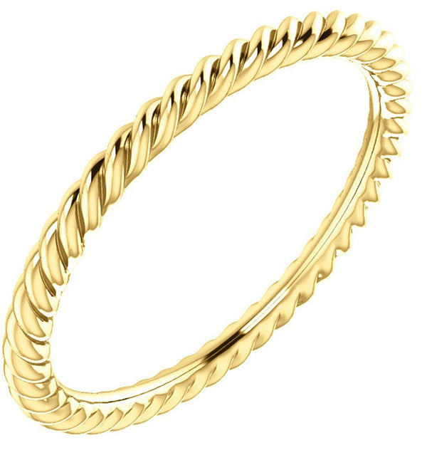 Slim-Profile 1.5mm Rope Trim Comfort-Fit Band, 18k Yellow Gold, Size 5