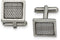 Stainless Steel Grey Carbon Fiber Inlay Square Cuff Links