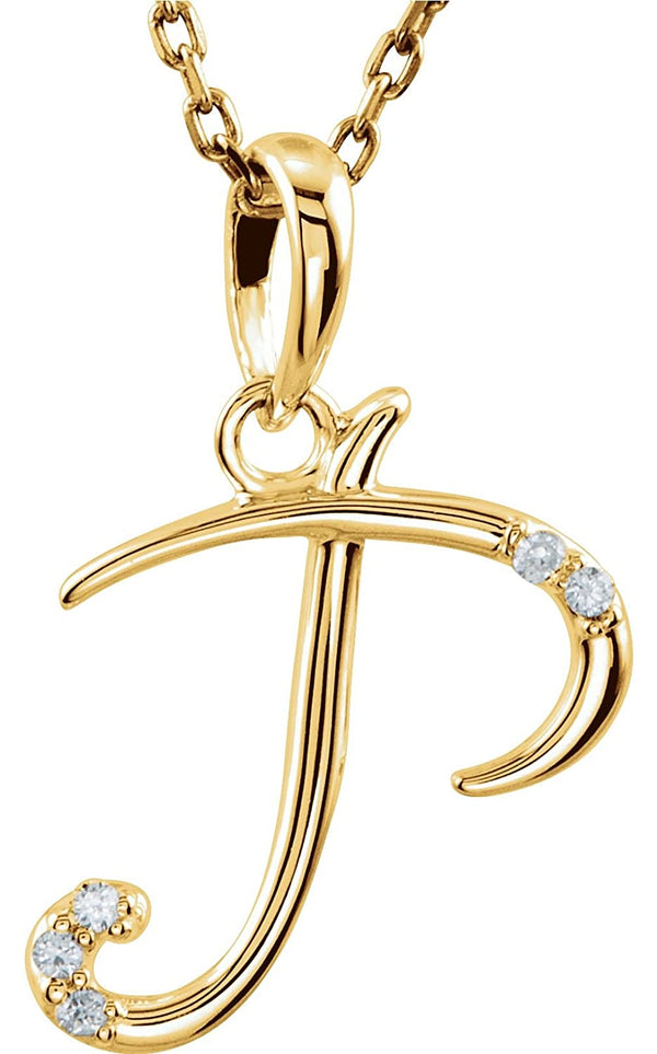 5-Stone Diamond Letter 'P' Initial 14k Yellow Gold Pendant Necklace, 18" (.03 Cttw, GH, I1)