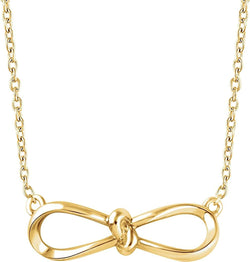 Slim-Profile Bow Necklace in 14k Yellow Gold, 18"