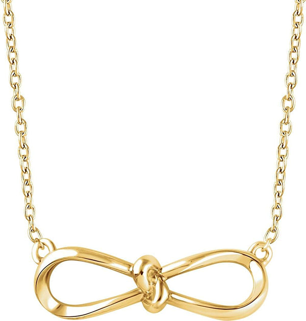 Slim-Profile Bow Necklace in 14k Yellow Gold, 18"