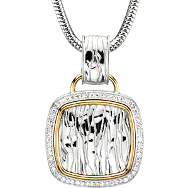 62-Stone Diamond Square Pendant Necklace, 14k Yellow Gold and Sterling Silver, 18" (1/3 Ctw)