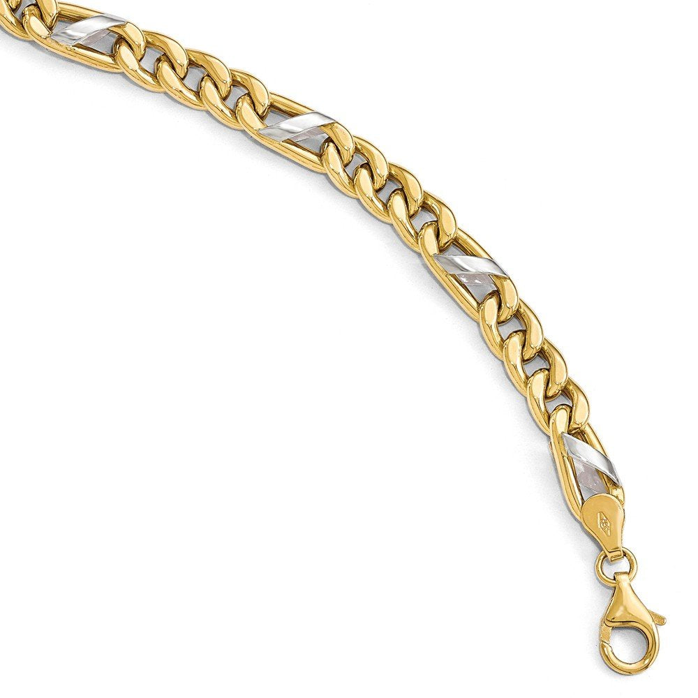 Men's Two-Tone 14k Yellow and White Gold Link Bracelet, 8.25"