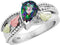 Pear Mystic Fire Topaz Granulated Bead Ring, Sterling Silver, 12k Green and Rose Gold Black Hills Gold Motif, Size 6.25