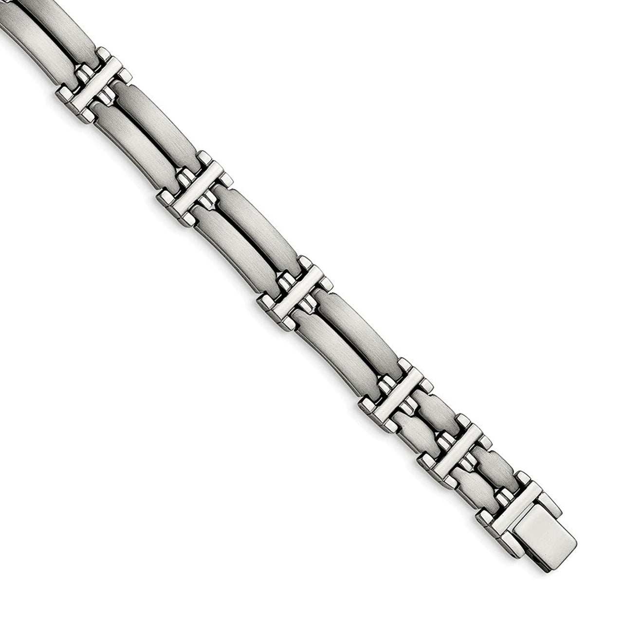 Men's Brushed and Polished Stainless Steel Link Bracelet, 8.5 "