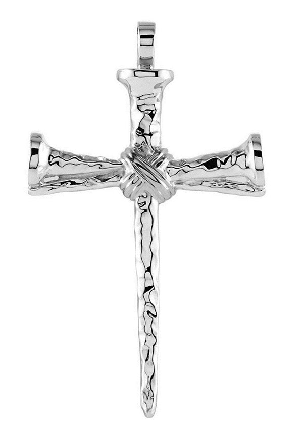 Nail Cross Rhodium-Plated 14k White Gold Pendant (59.5X35.25MM)