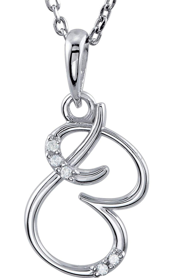 5-Stone Diamond Letter 'B' Initial Sterling Silver Pendant Necklace, 18" (.03 Cttw, GH, I2)