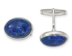 Sterling Silver Cabochon Lapis Cuff Links, 29X19.5MM
