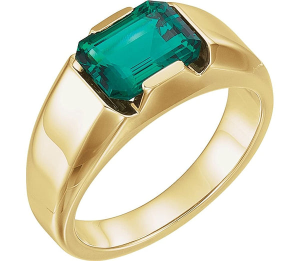 Men's Chatham Created Emerald 3 Ct. Ring, 14k Yellow Gold