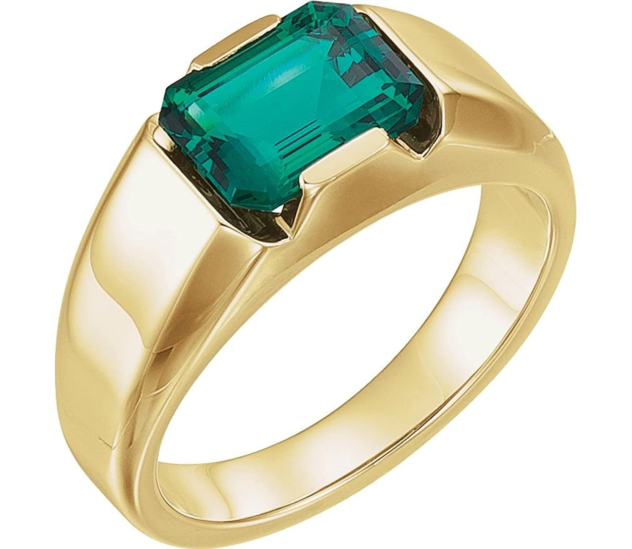 Men's Chatham Created Emerald 3 Ct. Ring, 14k Yellow Gold, Size 12.5