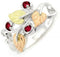 Lab Created Ruby July Birthstone Ring, Sterling Silver, 12k Green and Rose Gold Black Hills Gold Motif, Size 9.25