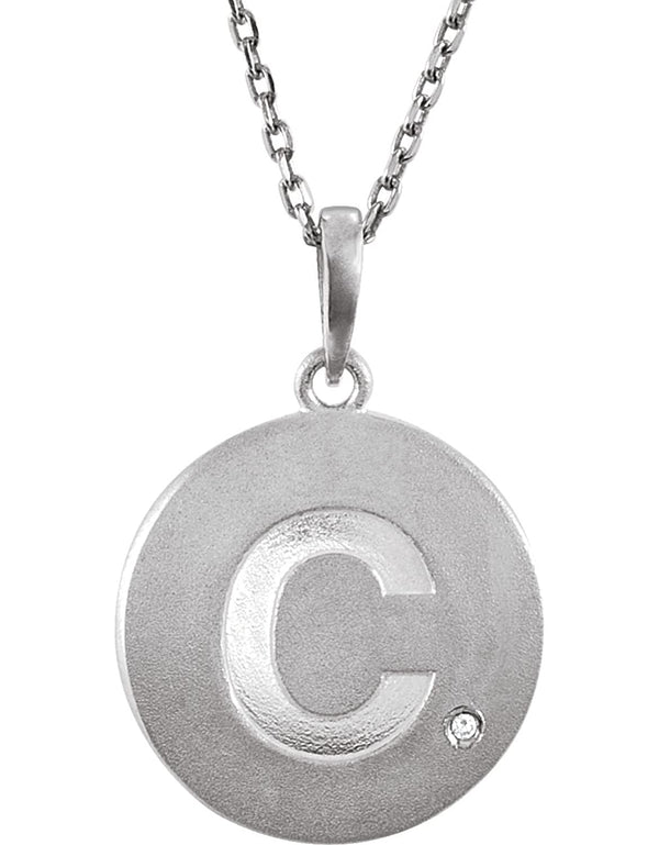 Diamond Letter 'C' Initial Sterling Silver Pendant Necklace, 18" (.005 Ct, GH Color, I2 Clarity)