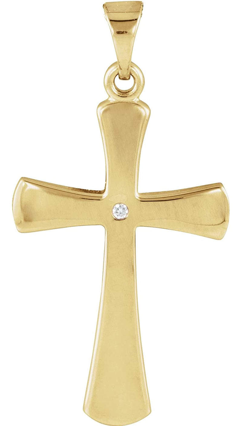 Diamond Simple Cross 14k Yellow Gold Pendant (.005 Ct, G-H Color, I1 Clarity)
