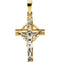 Two-Tone 3D Celtic Crucifix 14k Yellow and White Gold Pendant (25.5X17MM)