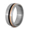 Ziricote Wood, 14k Rose Gold Pinstripes 8mm Comfort-Fit Brushed Titanium Band