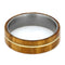 Olive Wood, 14k Yellow Gold Pinstripe 6.5mm Comfort-Fit Matte Titanium Wedding Band