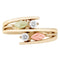 Tri-Color Bypass Diamond Ring, 10k Yellow Gold, 12k Green and Rose Gold Black Hills Gold Motif