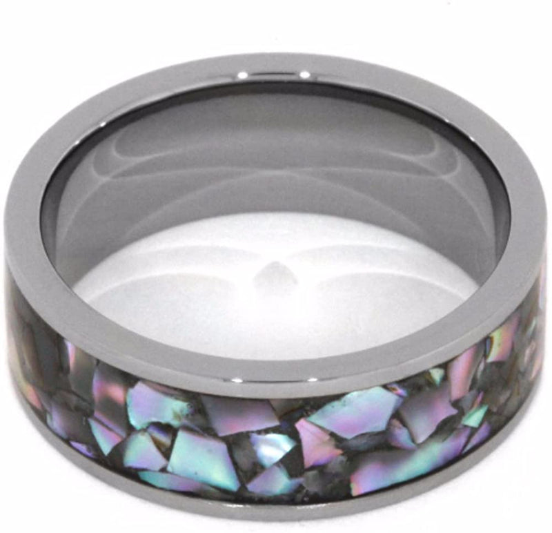 Abalone Inlay 8mm Comfort-Fit Titanium Wedding Band, Size 10.25