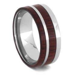 Bloodwood with Titanium Pinstripe 8mm Comfort-Fit Titanium Wedding Band