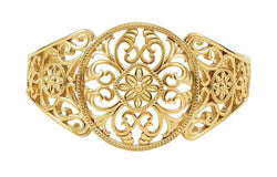14k Yellow Gold Designer Filigree Cuff Bracelet