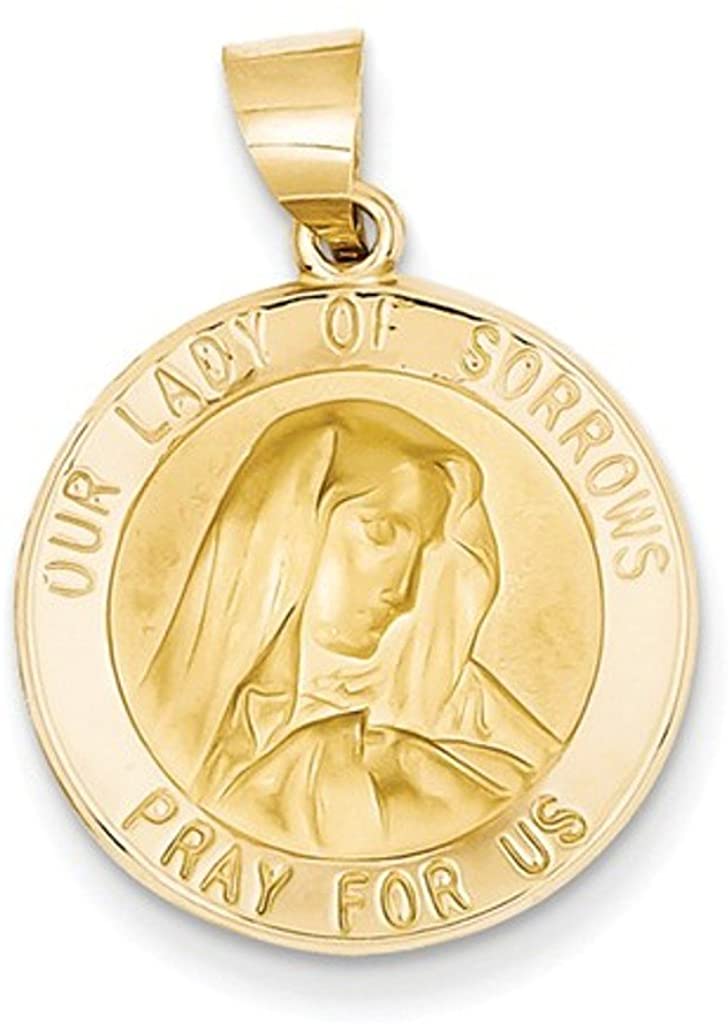 14k Yellow Gold Our Lady of Sorrows Medal Pendant (21X19MM)
