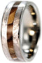 Gibeon Meteorite, Petrified Wood 7mm Comfort-Fit Titanium Ring, Size 8.75