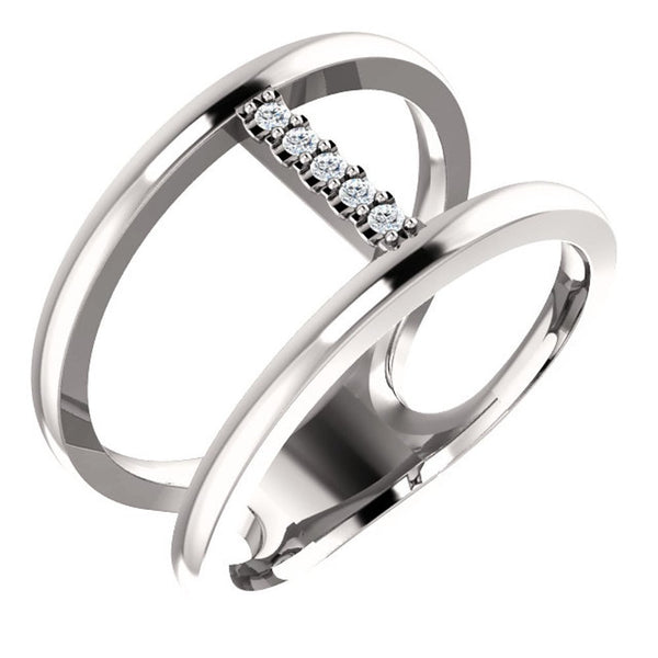 Platinum Diamond Negative Space Ring, Size 7 (.04 Ctw, G-H Color, SI2-SI3 Clarity)