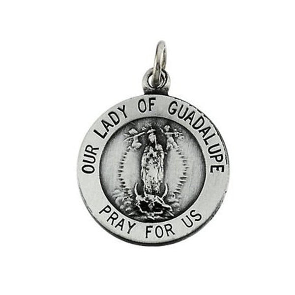 Sterling Silver Round Our Lady of Guadalupe Medal (15 MM)