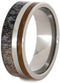 Deer Antler, Whiskey Barrel Wood 9mm Comfort-Fit Titanium Wedding Band, Size 13.5