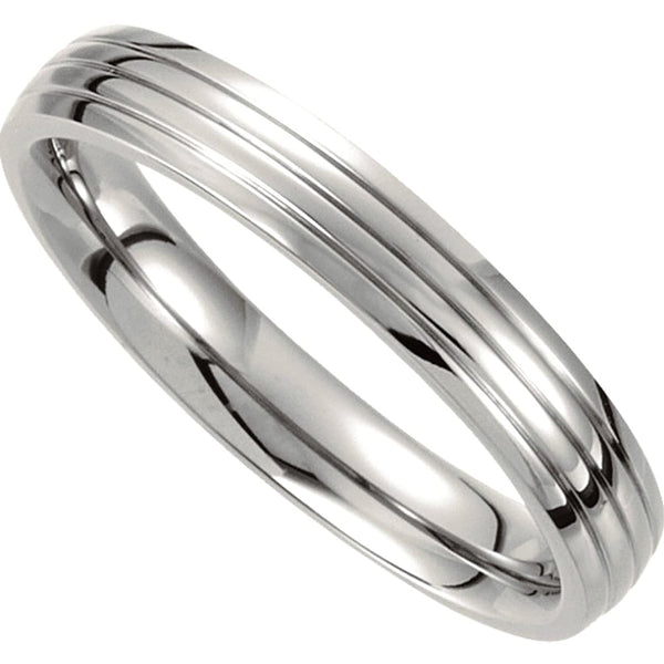 Titanium 4mm Triple Grooved Domed Band, Size 7