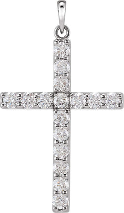 Diamond Cross Pendant, Rhodium-Plated 14k White Gold (1.5 Ctw, Color GH, Clarity I1)