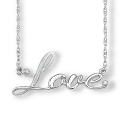 Diamond 'Love' Necklace, Rhodium Plated Sterling Silver, 18"