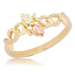 Petite Loop Ring, 10k Yellow Gold, 12k Green and Rose Gold Black Hills Gold Motif