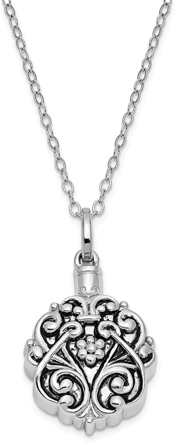 Antiqued Circle 'Remembrance' Ash Holder Pendant Necklace, Rhodium-Plated Sterling Silver, 18" (21x30MM)