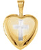 Milgrain Edge Heart with Cross 14k Yellow Gold-Plated Sterling Silver Locket (12.50X12.00 MM)