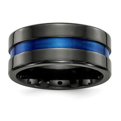 Edward Mirell Black Titanium Blue Anodized Wide Center 10mm Band