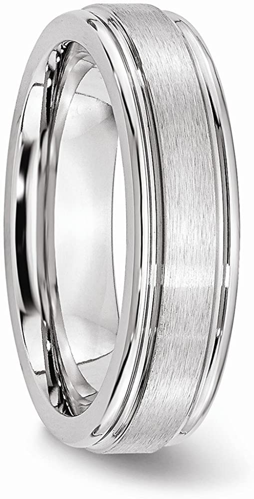 Men's Satin Cobalt Chrome 6mm Polished Ridge Comfort-Fit Ring Size 8.5