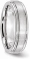 Men's Satin Cobalt Chrome 6mm Polished Ridge Comfort-Fit Ring Size 8